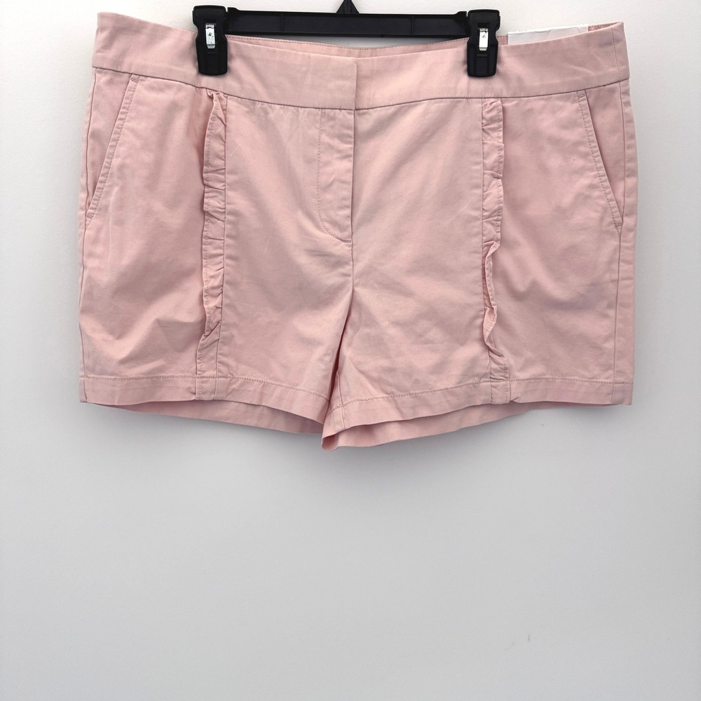 LOFT Outlet Shorts Ruffle Trim Women Size 16 Pink‎ Pockets